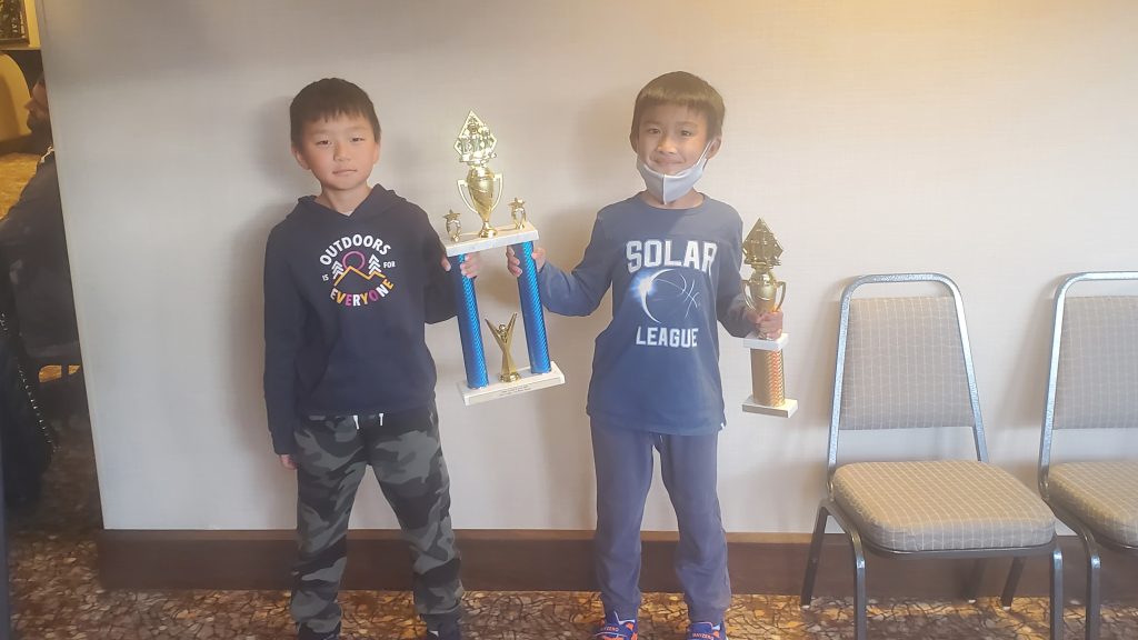 (l-r) Ethan Liu, Maxwell Chung 4th grade team champions